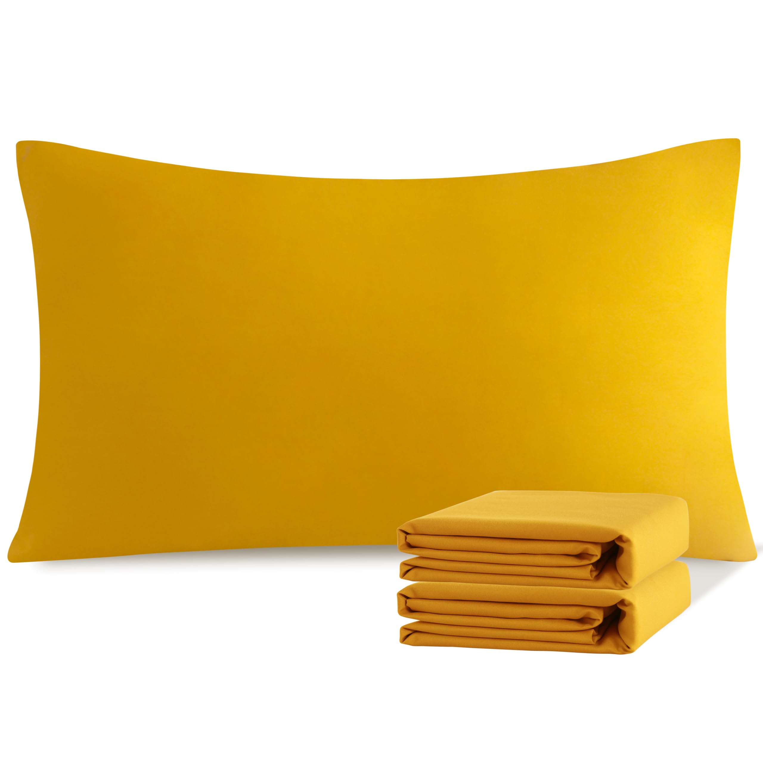 NTBAY King Microfiber Pillowcases, 2 Pack, 20 x 36, Ginger Yellow | Soft Brushed Microfiber with Envelope Closure, Set of 2 King 20 x 36 Inch Pillowcases, Pillow Inserts Not Included