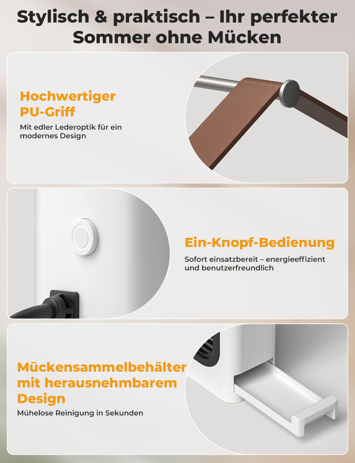YISSVIC Elektrischer Insektenvernichter 4300V UV Mückenlampe 20W mit 2 Ersatzröhren PU-Griff 1,8-m-Kabel für den Innenbereich gegen Motten Mücken Fliegen