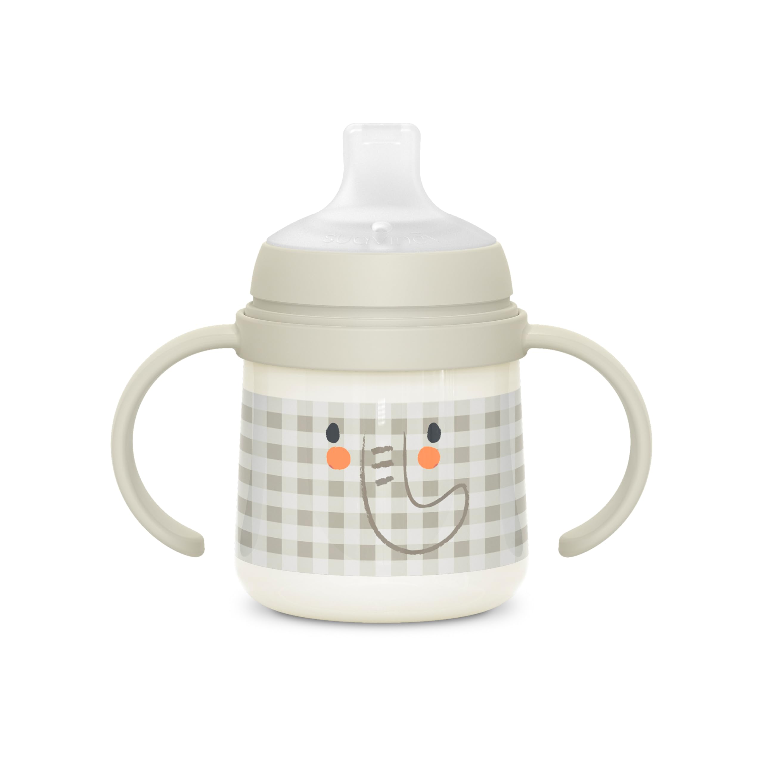 Suavinex, Glow in the Dark Baby Learning Cup with Handles, Leak-Proof Silicone Spout, Anti-Colic Valve, for Babies + 6 Months, Ideal Night, 150 ml, Grey