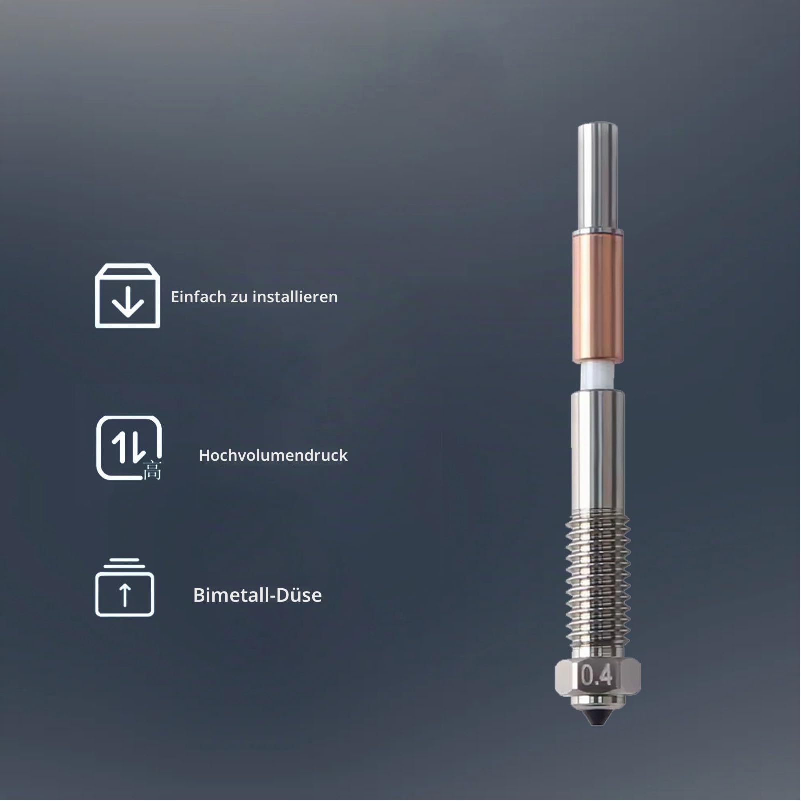 Bimetallische Extruderdüsen, Integrierte Keramikisolierung, kein Werkzeugwechsel, 0,2 Mm, 0,4 Mm, 0,6 Mm, 0,8 Mm Düsen mit Glänzender Innenseite, für QIDI PLUS 4 3D-Drucker