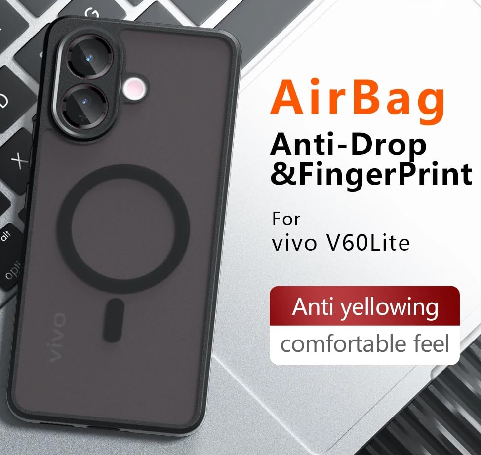 Image of Back Case for Vivo V60 Lite 5G Back Cover, Shockproof PC + TPU Protective Case Magnetic Support Bumper Case Cover (Vivo V60 Lite)