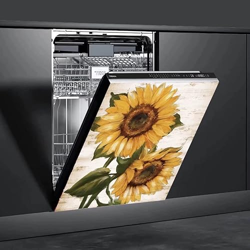 Miniatura 2 de Adhesivo decorativo retro con diseño de girasol para cocina, cubierta de lavavajillas, con texto en inglés "You are My Sunshine", para panel de