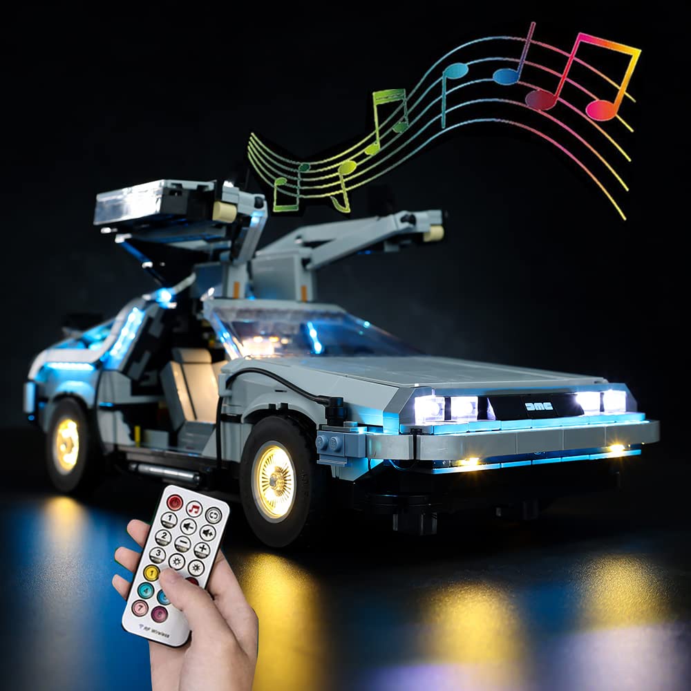 LED Light Kit for（Back to The Future, Lighting Kit Compatible with Lego 10300 ( Only Led Light, Building Block Model not Included) (RC with Sounds)