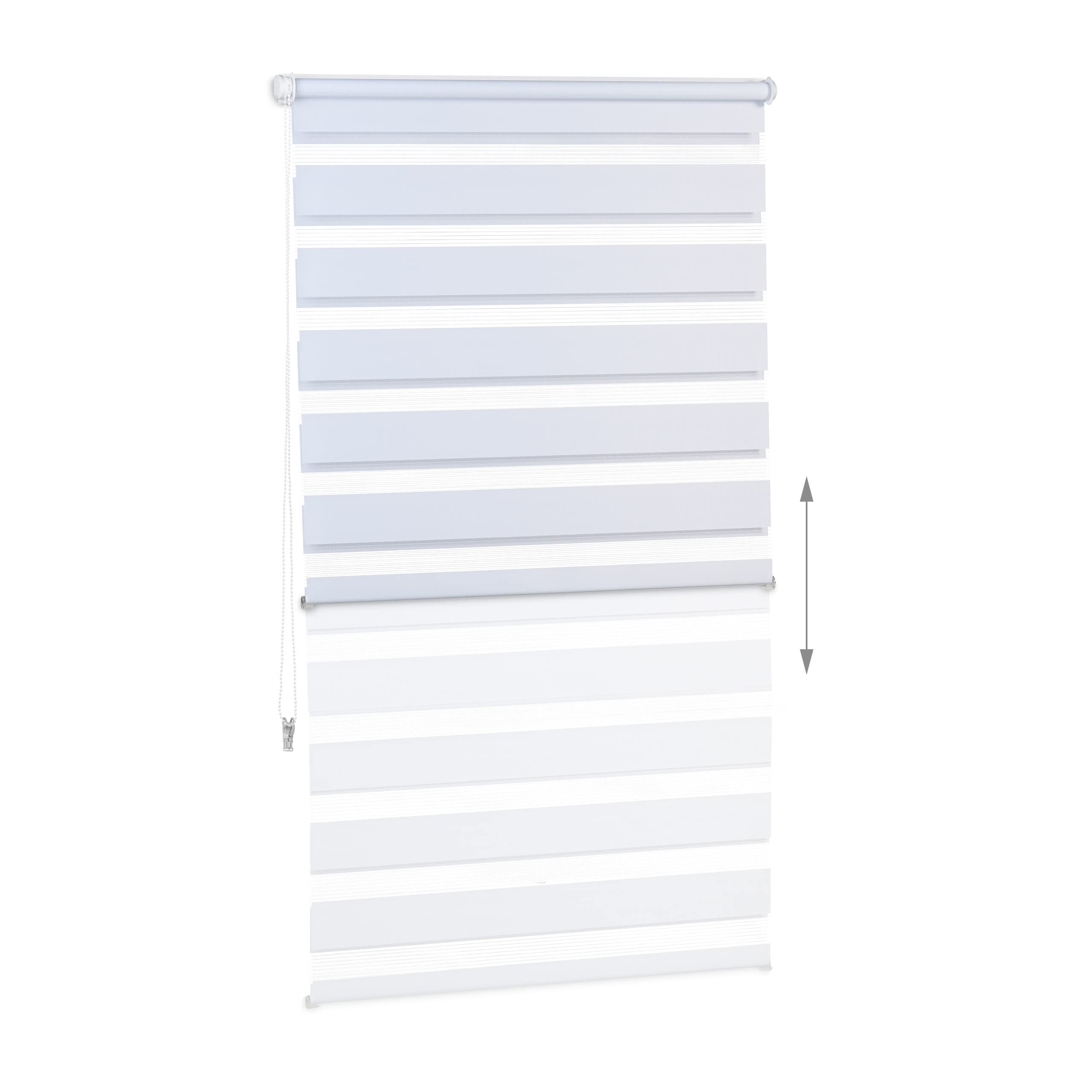 Relaxdays Doppelrollo Klemmfix ohne bohren, 3er Pack, Seitenzugrollo mit Streifen, Duo-Rollo für Fenster, Stoff 76x156 cm, weiß