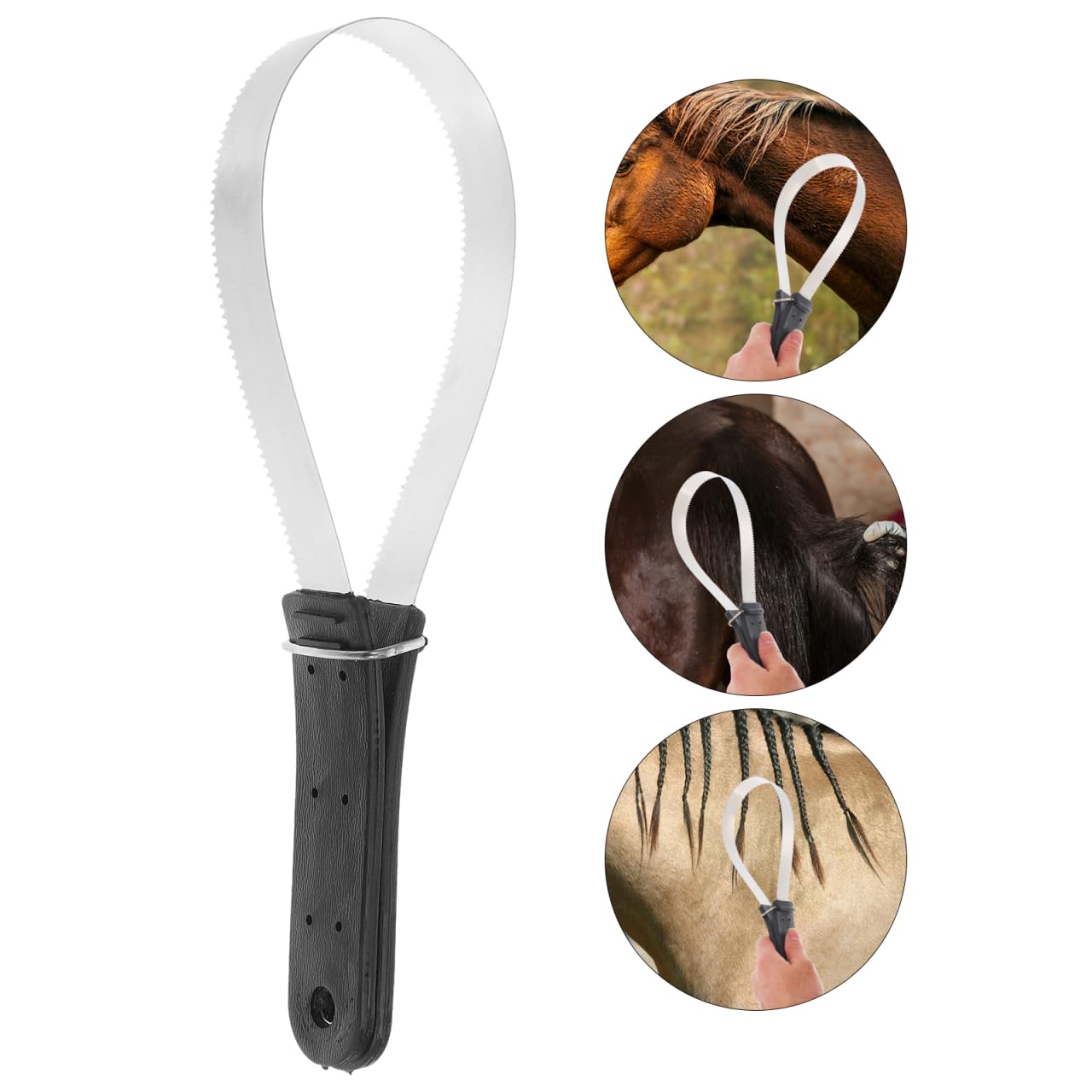 SUPVOX Cepillo De Pelo De Caballo De Acero Inoxidable Con Mango De Plástico Herramienta De Aseo Raspador Para Caballos Y Ideal Para Eliminar Pelo Suelto 11.8X3.7X0.6 Pulgadas