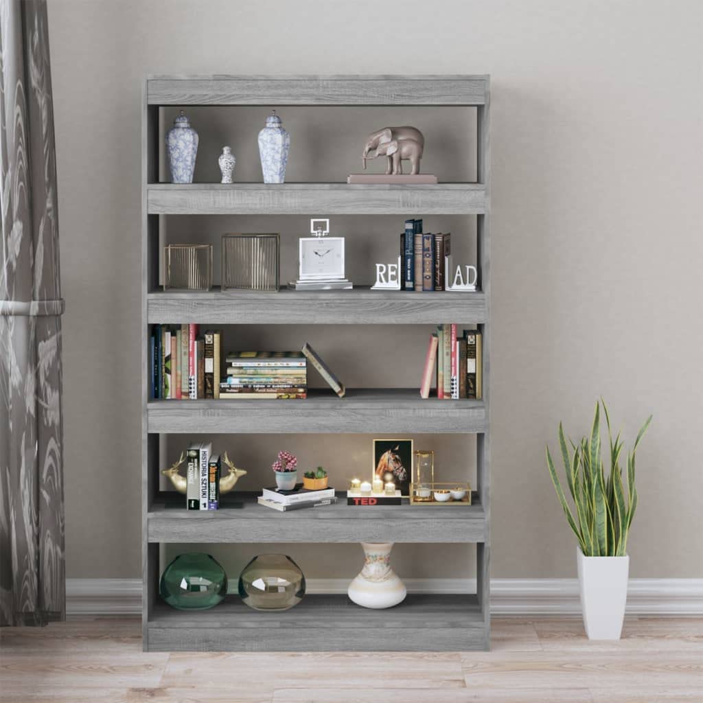 INLIFE Librería/separador de ambientes, gris Sonoma, 100 x 30 x 166 cm, gris, 42,3 kg, 813639