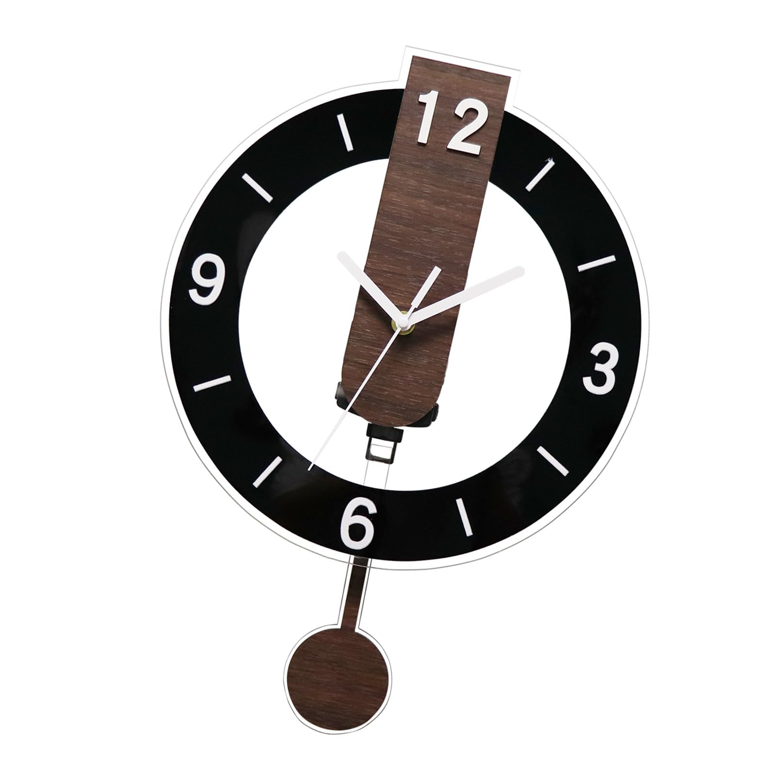 Hsioluted Accuracy Quiet Wall Clock Wooden Grains Acrylic Clear Arabic Numerals Hanging Clock with Pendulums Home Decors Wood Grains Acrylic Wall