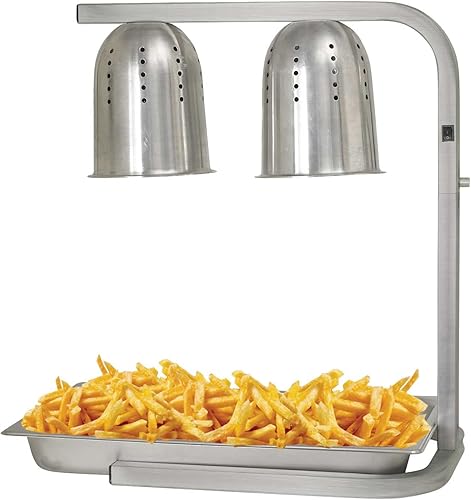 Miniatura 4 de Winco Lámpara de calor eléctrica de acero inoxidable, 2 bombillas, gris