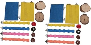 Mipcase 2 Conjuntos De Brinquedo Para Mastigar Papagaio Gaiola De Papagaio Galhos De Papagaio Suporte De Papagaio Brinquedos Para Mastigar Trens De Madeira Periquito Pássaro Poleiro