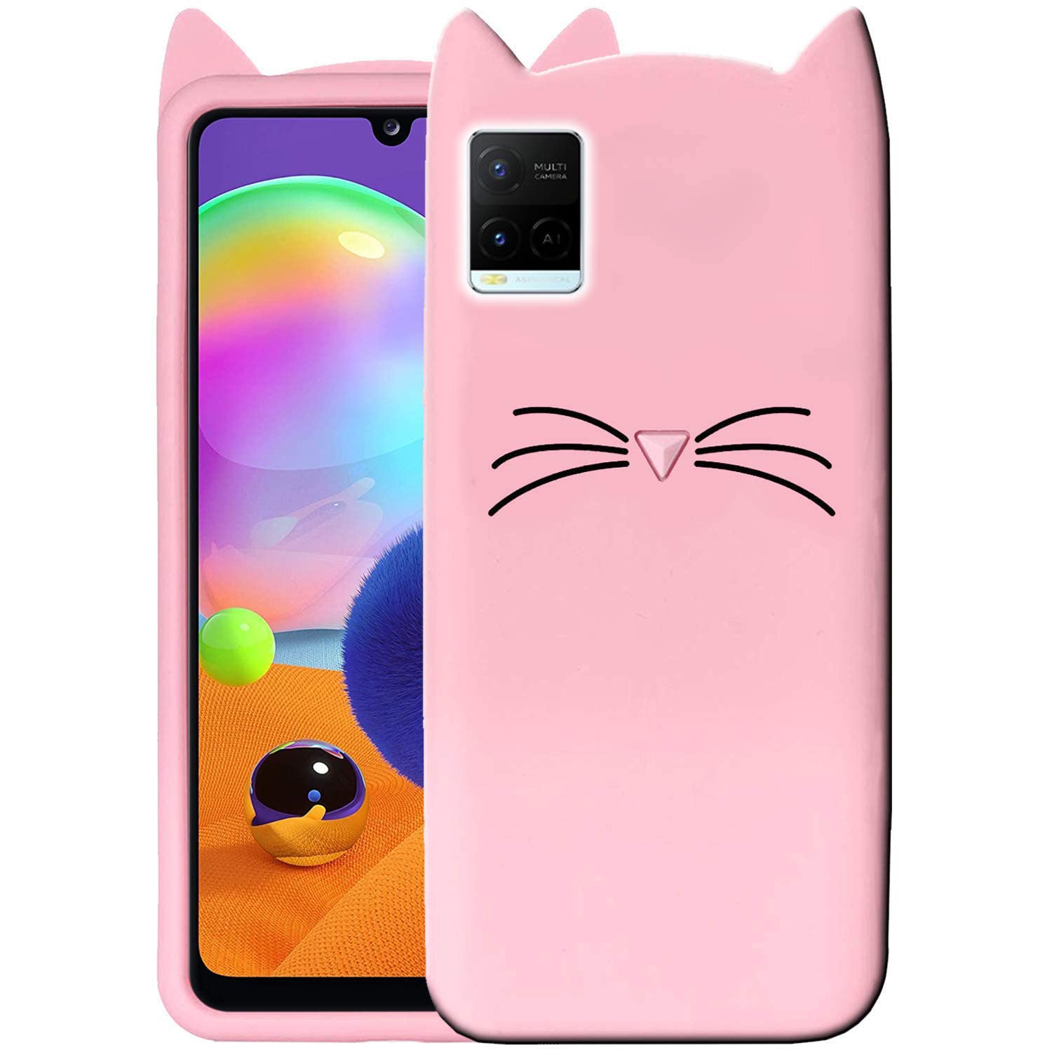 WAVECHOICE Vivo Y21 Rose Gold Cat Back Cover for Girls Cute Cat