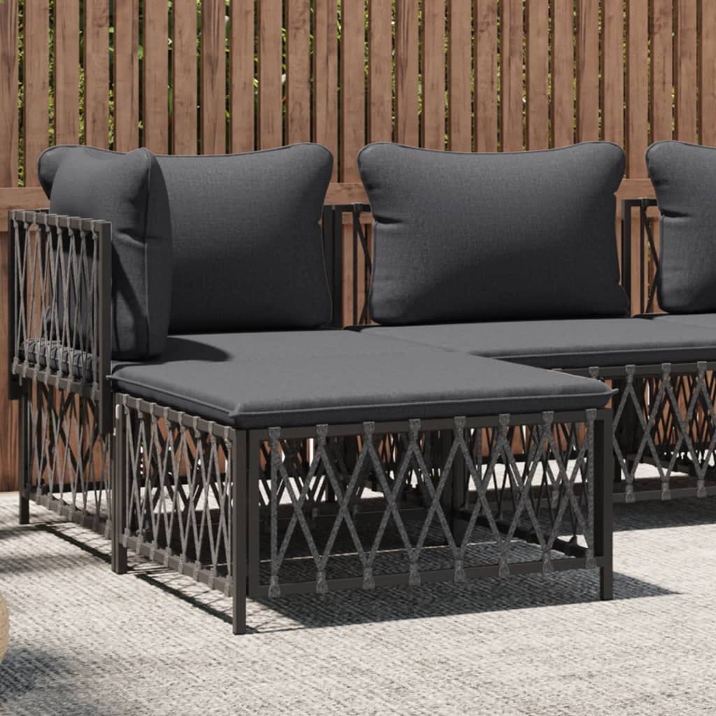 vidaXL Patio Footstool with Cushion - Anthracite Woven Fabric & Durable Powder-Coated Steel Frame, Modular Contemporary Design, for Outdoor & Garden Lounge Set