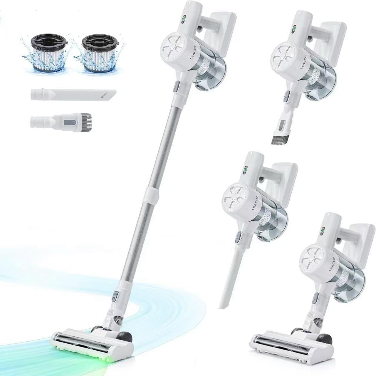 コードレス掃除機 75000Pa LEACCO【業界初！3種掃除モード】掃除機 コードレス 自立式 強力 サイクロン スティッククリ