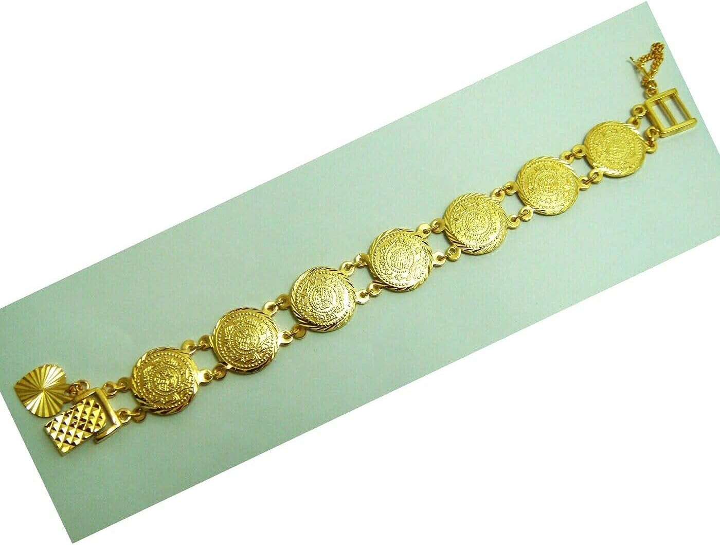 Coins 22K 23K 24K Thai Baht Yellow Gold Plated Bracelet Jewelry Women,Men's, accessories, Costume Jewelry 8 Inches
