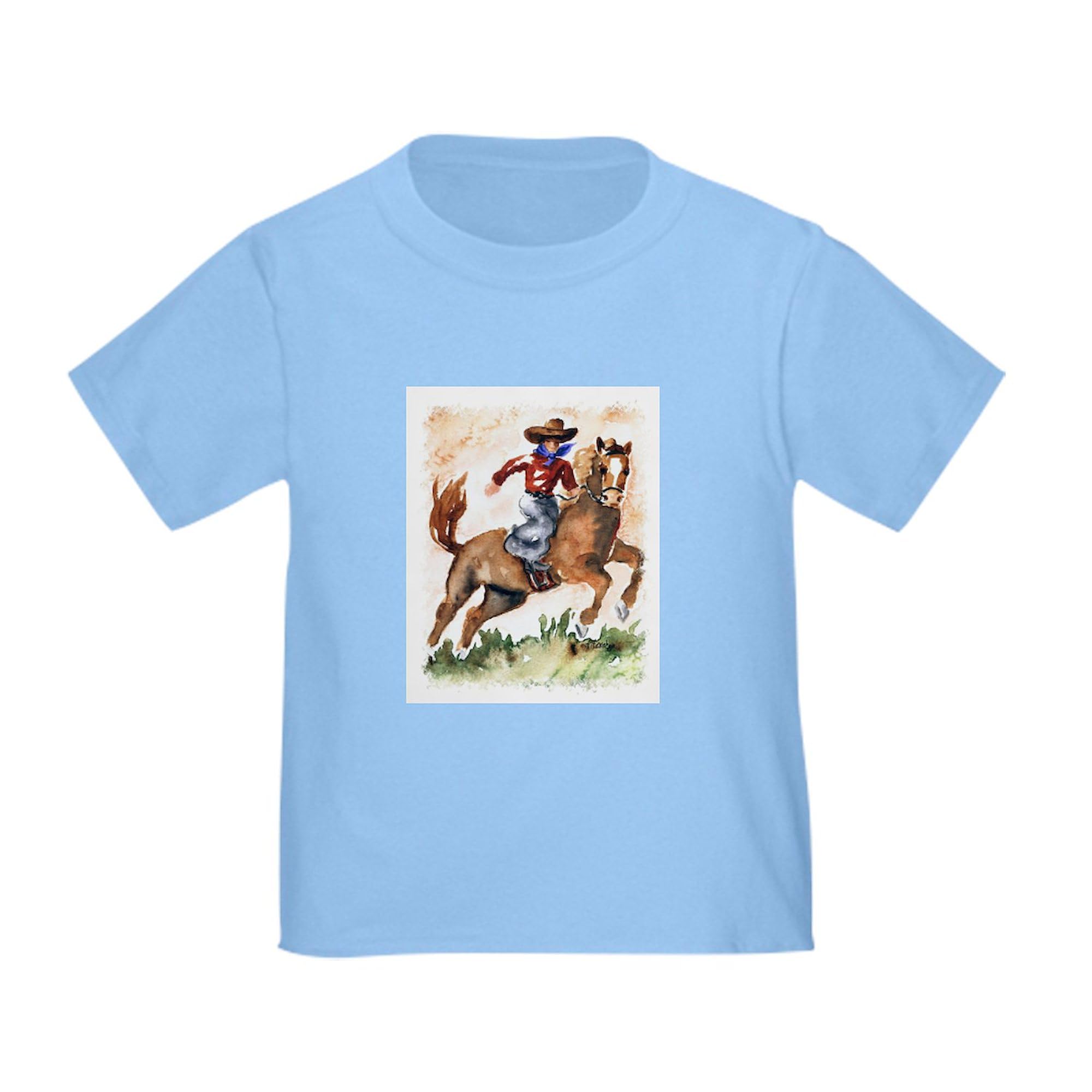 CafePress Cowboy On Horse Toddler T Shirt Toddler Graphic Tee, 100% Cotton Baby Blue