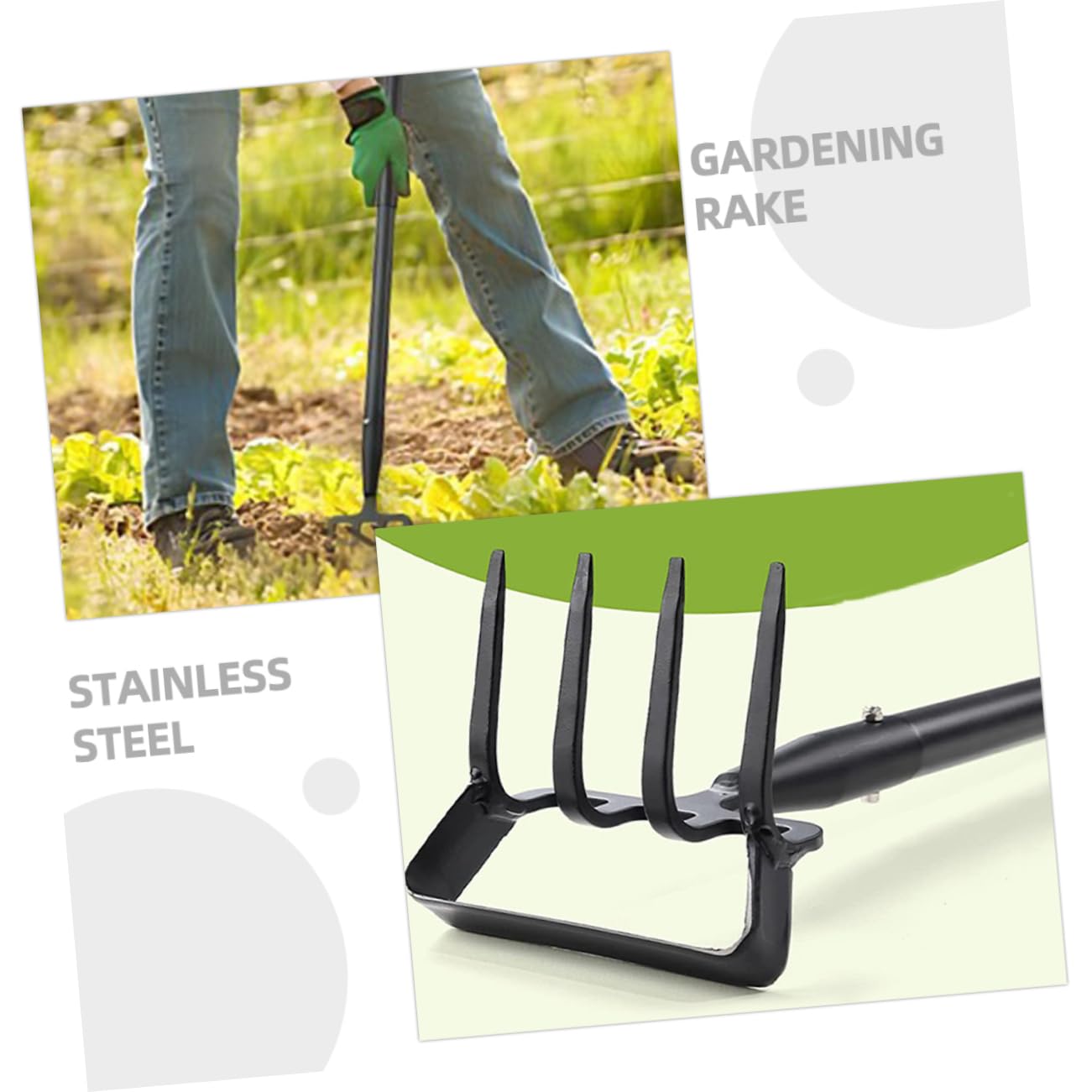 Houe à Étrier de Désherbage en Acier Inoxydable Noir | Outil de Jardinage pour Creuser, Râteau de Jardinage Compact, Usage Jardinage Desherbage