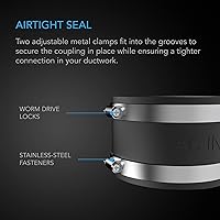 Vista 3 de AC Infinity Abrazadera de reducción de ruido de 4 pulgadas, acoplador de conducto con abrazaderas de acero inoxidable, acoplamiento de goma flexible