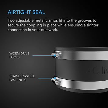 AC Infinity Noise Reduction Clamp 100mm Duct Coupler Stainless Steel Clamps