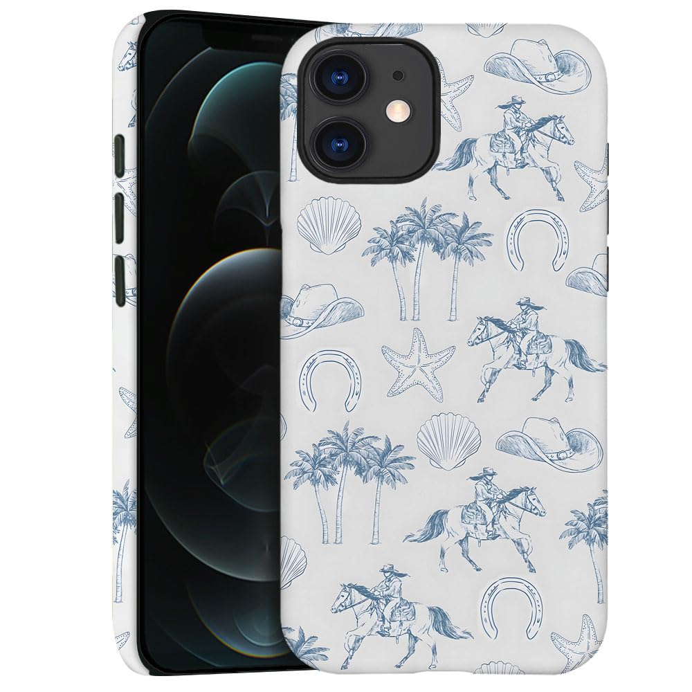 Generic Case for iPhone 11 - [Drop Protection Phone Cover] - Hybrid Case for Girl Women - Coastal Beach Horse West