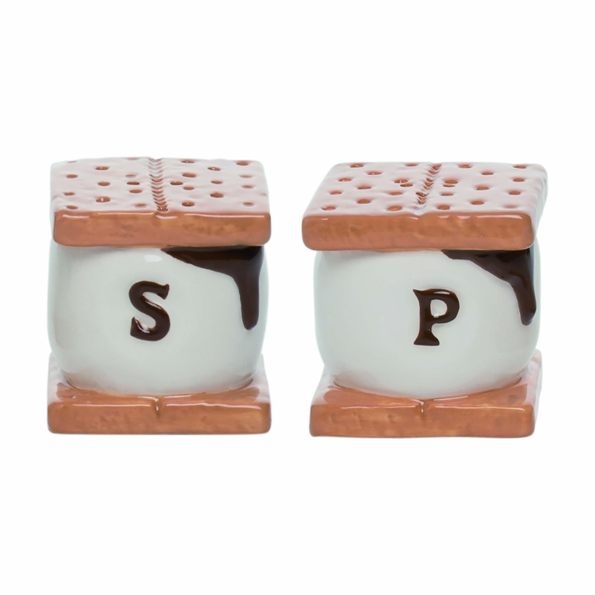 Transpac A5084 S'Mores Salt and Pepper Shaker, 1-inch Square, Set of 2, Dolomite