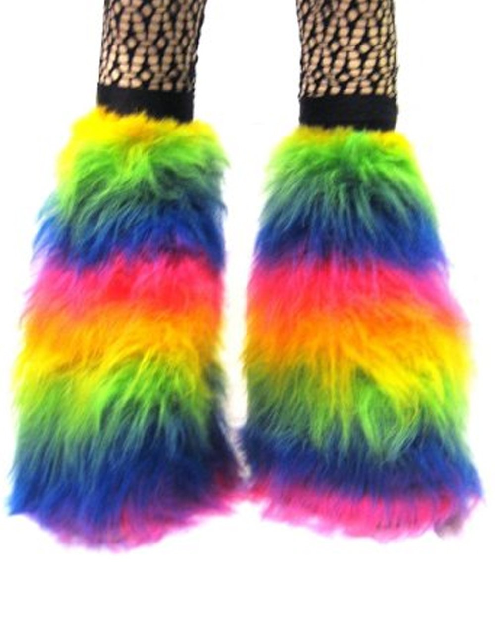 Insanity Neon UV Fluffy Legwarmers (Rainbow)