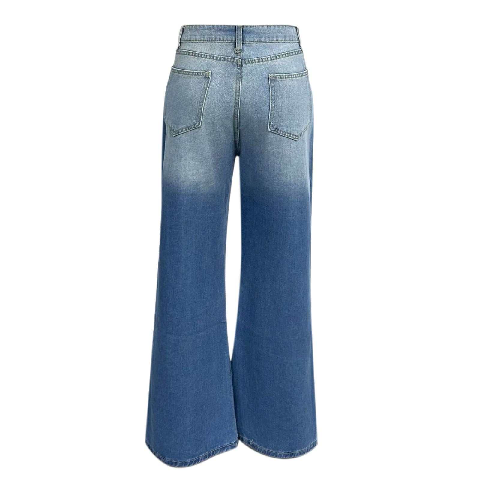 Jean Bootcut stretch pour femme - Taille haute - Jambe large