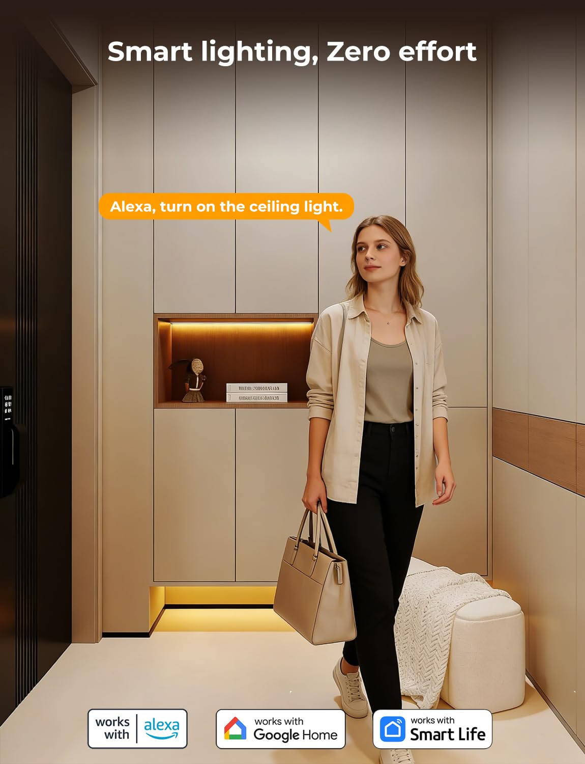 Lámpara de Techo LED Inteligente Diseño de Anillos Moderno, Plafón WiFi 80W 8000LM Regulable, Compatible con Alexa y Google Home, Control por App y Mando, Ø88cm para Salón Dormitorio, Blanco