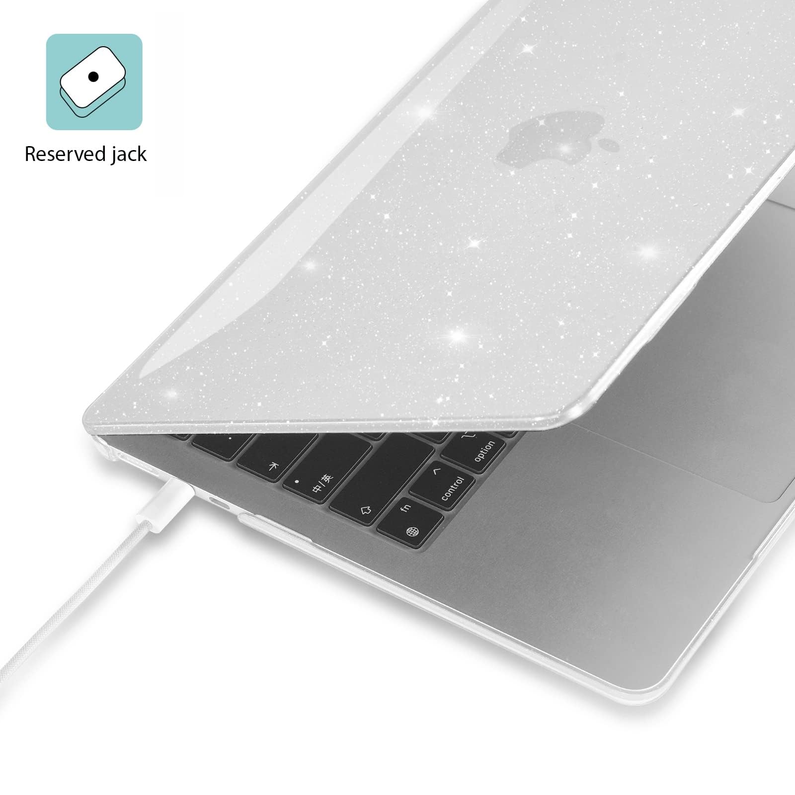 EooCoo Custodia Compatibile con MacBook Air 13.6 Pollici M2 A2681 M3 A3113 M4 A3240 con Touch ID, 2022 2024 2025 Rilasciato, Mac 13,6" Plastica Cover Rigide - Scintillante Cristallo Trasparent