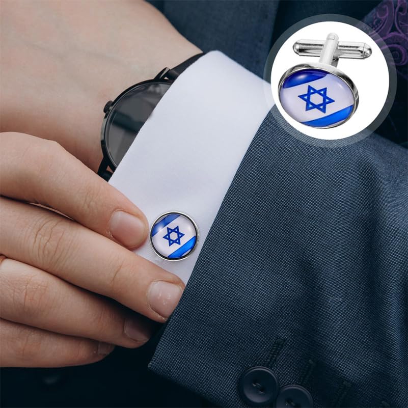 Gemelos bandera Israel para hombre, 4 piezas, aleación clásica miniatura 3