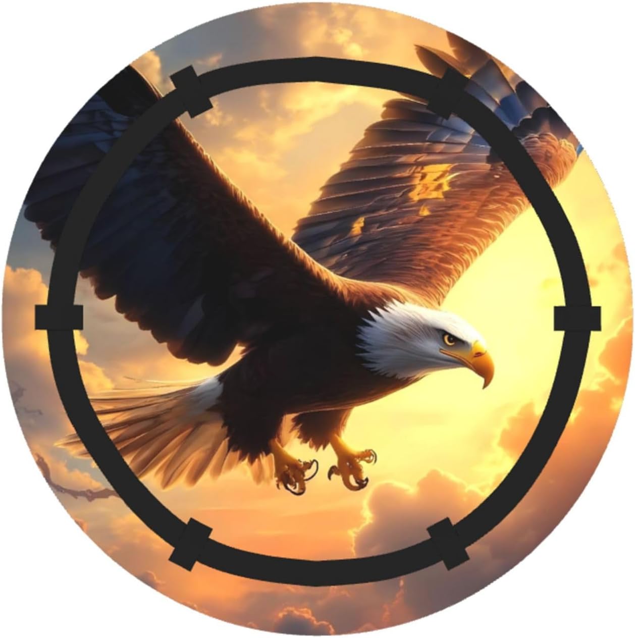 Golden Sky Bald Eagle Pattern Foldable Camping Tote Bag Picnic Blanket Bag Portable Beach Mat Tote Waterproof Outdoor Picnic Mat Carry Bag