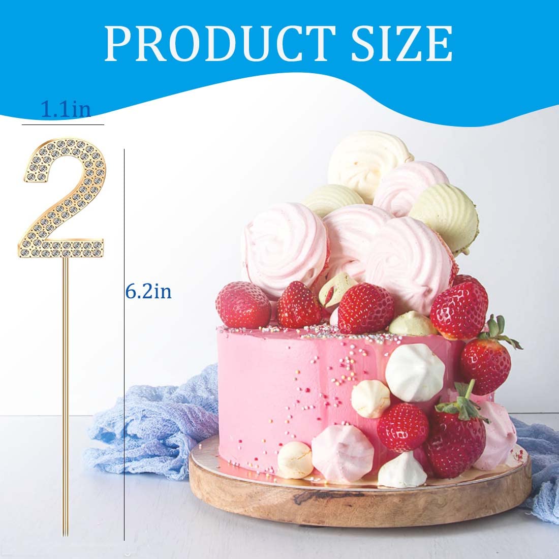 ELANE 10 PCS 0-9 Number Cake Topper,Crystal Rhinestones Cake Toppers for Wedding Anniversary Baby Shower Valentine's Day Reunion Theme Party. (0-9, Gold)