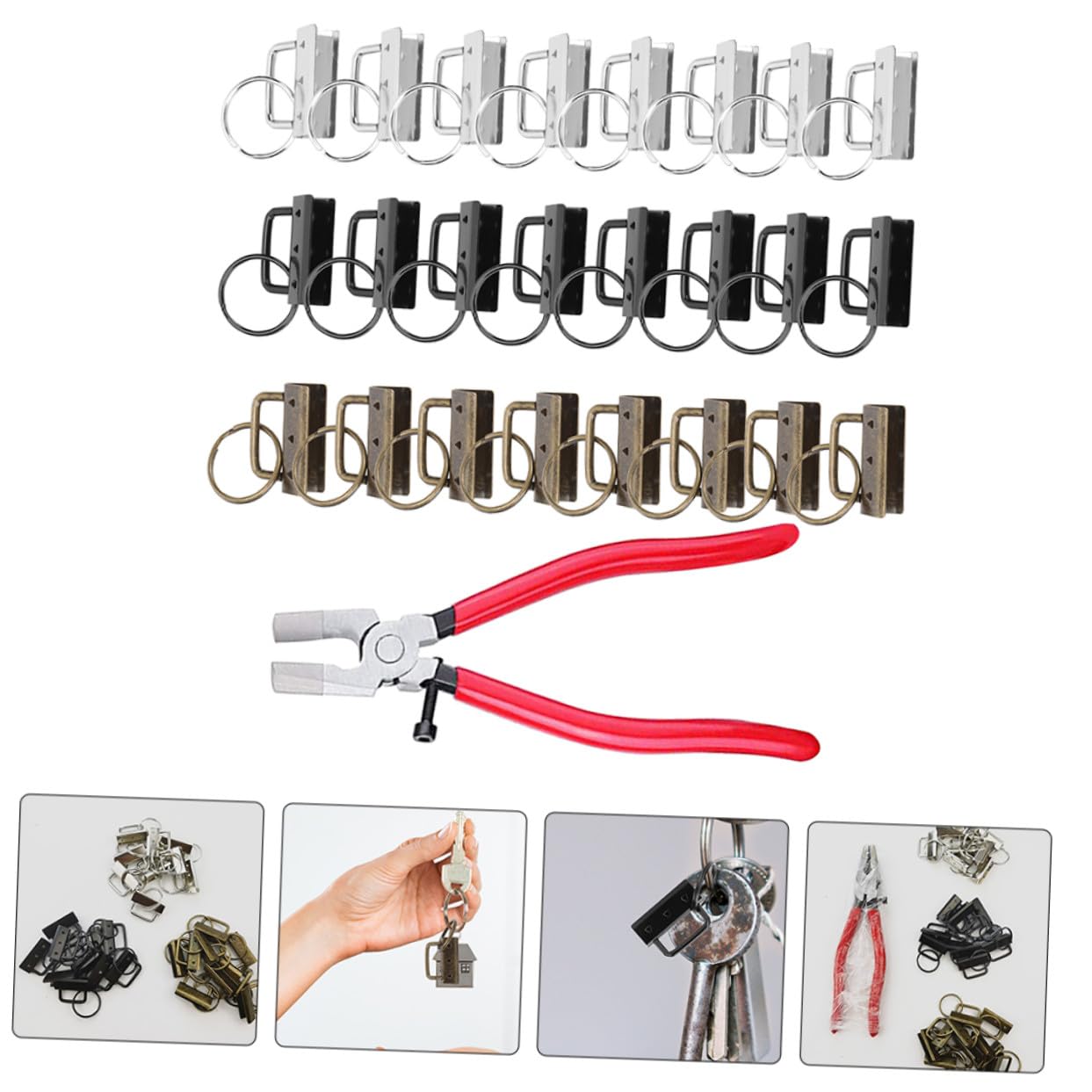 Baluue Kit Portachiavi con Morsetto in Metallo 32mm e Pinza, Clip per Cintura e Ciondolo da Polso in Ferro, Set da 30 Pezzi per Creazioni Fai da Te e Accessori Artigianali