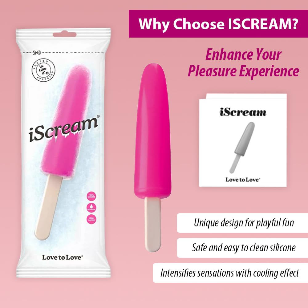 Love To Love iScream Silicone Waterproof Dildo - Innovative Freezable & Heatable Design, Ultimate Pleasure Sex Toys for Adults, Versatile Adult Toys for Couples & Singles, Premium Sex Toy: Danger Pink