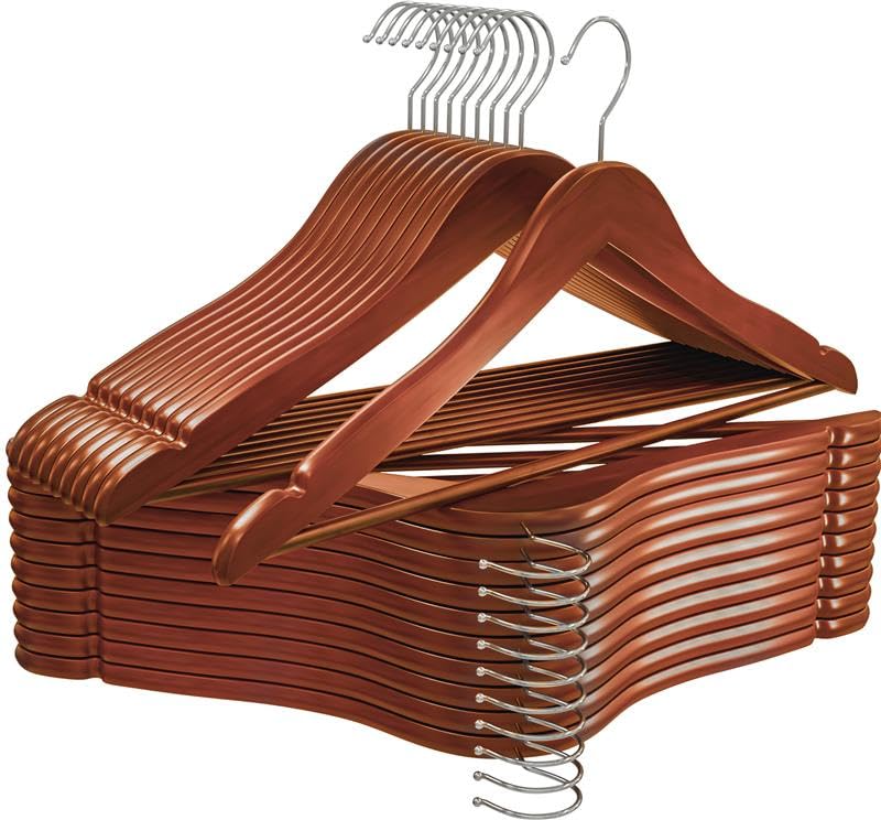 Utopia Home Premium Wooden Hangers 20 Pack - Durable & Slim Coat Hanger - Suit Hanger with 360-Degree Rotatable Hook - Wood Hangers with Shoulder Grooves (Cherry Color)