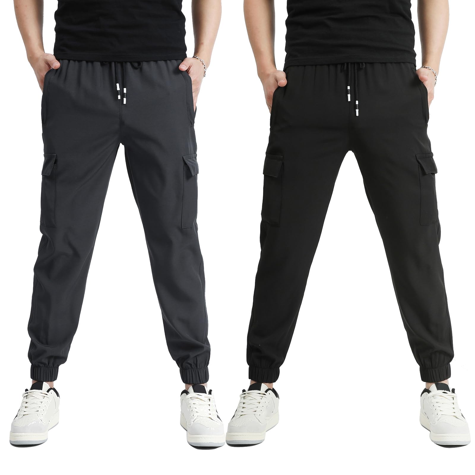 Boys Cargo Joggers Pants Outdoor Youth Quick Dry Hiking Pants Lightweight Athletic Pants with Zipper Pockets