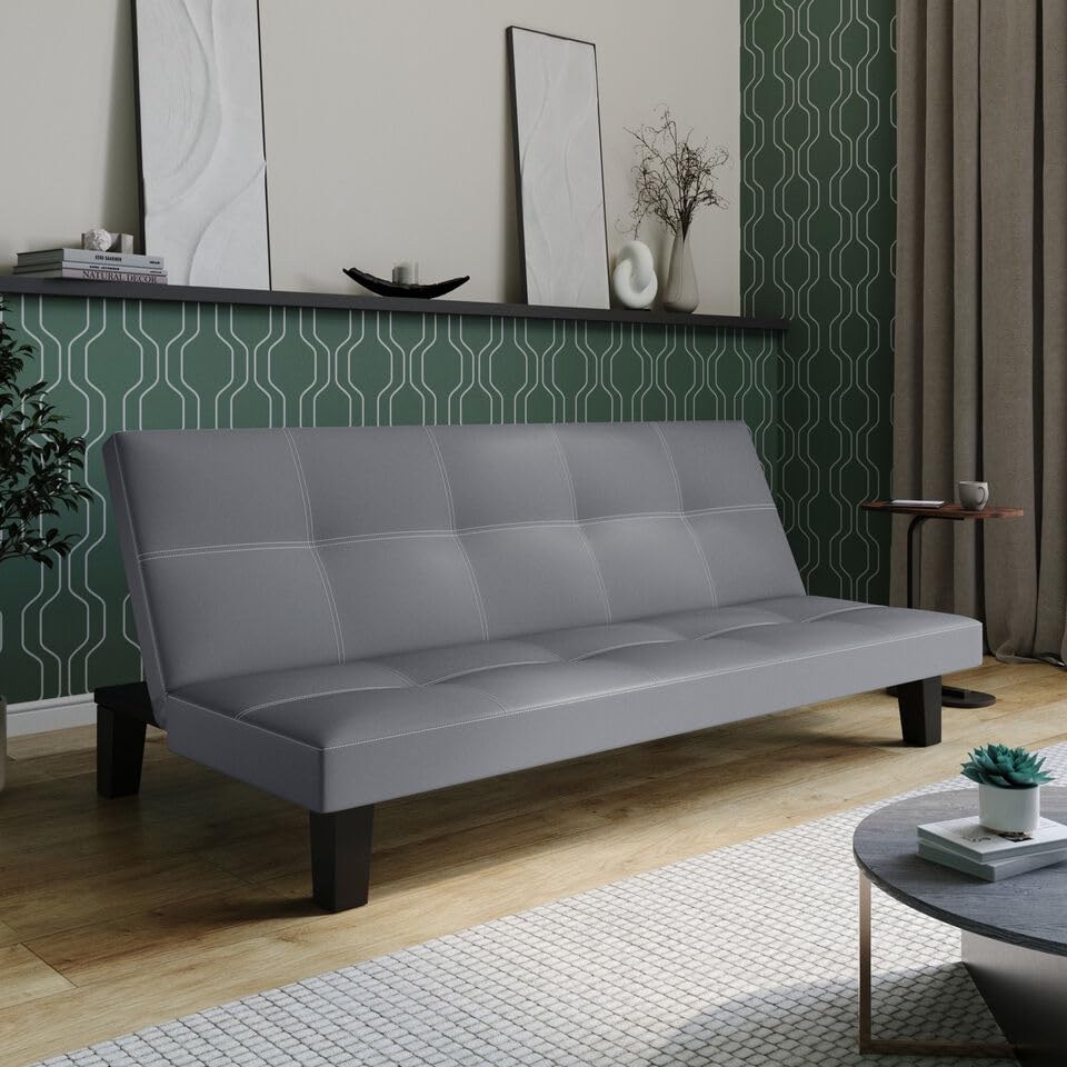 URBNLIVING 2/3-Seater Folding Sofa Bed, Multi-Functional Upholstered Couch, Plastic Legs, Converts to Bed, PVC & Fabric Options, Small Spaces, Relaxation, Comfortable, Space-Saving Furniture