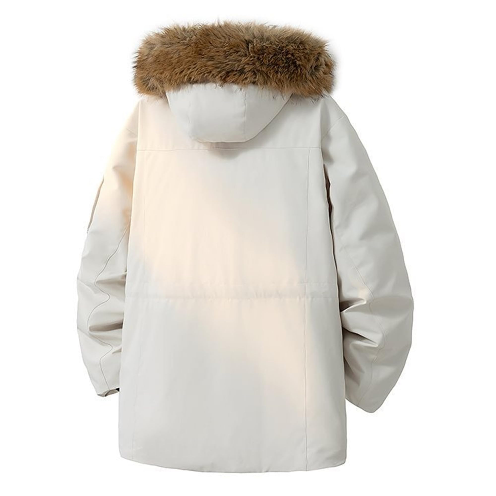 Piumino da uomo con cappuccio di media lunghezza con cappuccio giacca invernale termica isolante da uomo con cappuccio in pelliccia sintetica