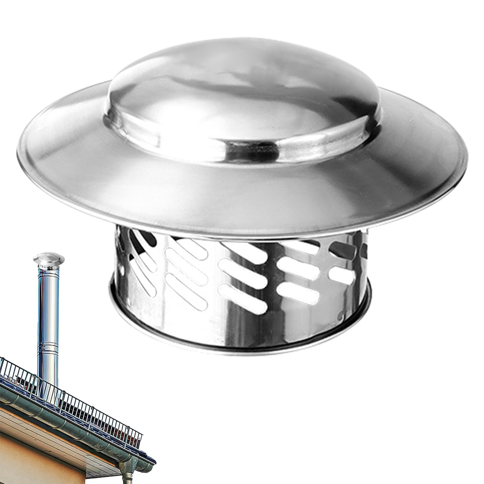Tapa de Chimenea, Ø 160 mm Sombrero de Conducto de Humo de Acero Inoxidable