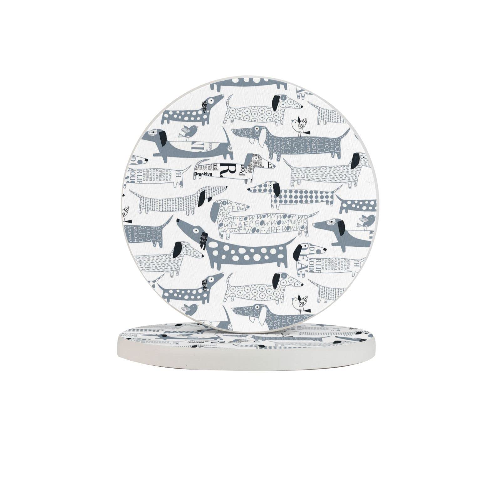 Sausage Dog Four Pieces Coaster Heat-Resistant Reusable Saucers for Drinks Wine Glasses Plants Cups Mugs