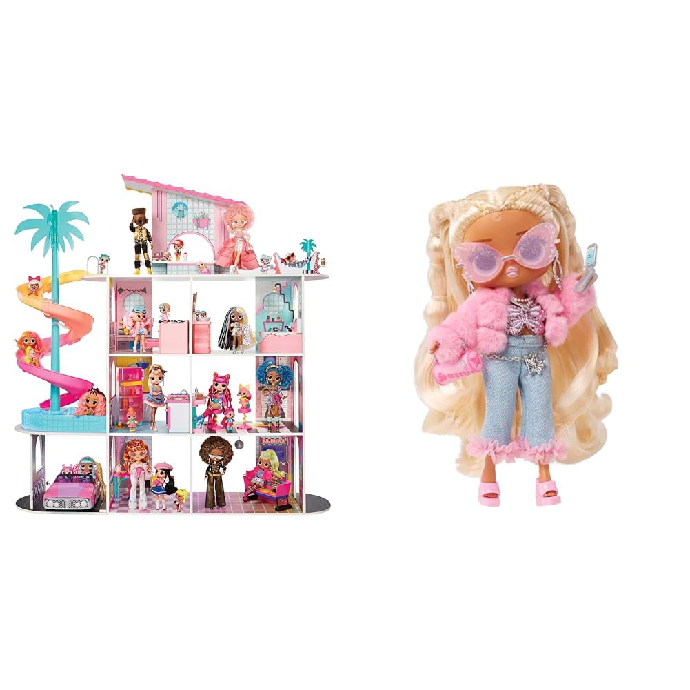 L.O.L. Surprise! OMG Fashion House – Maison De Poupée En Bois 4 Étages, 85+ Surprises, Piscine, Toboggan, Patio – Dès 4 Ans