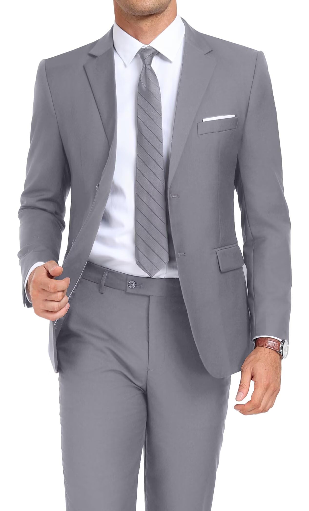 Mens 2 Piece Suit Set Slim Fit 2 Button Dress Suits Tuxedo Set Wedding Blazer Jacket Pants Tie Business Party Prom Suit