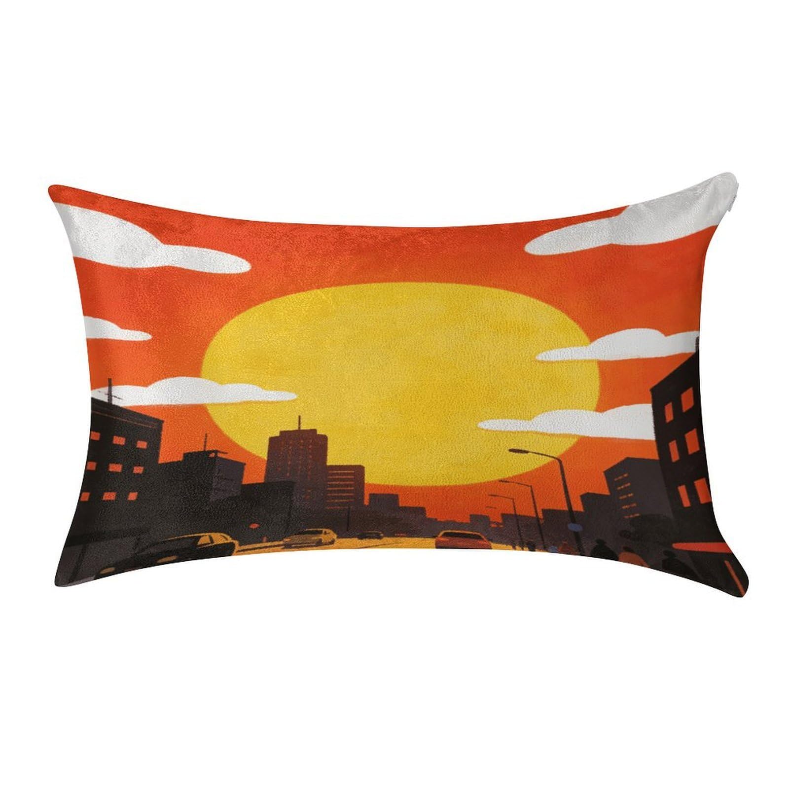 Fodpand Style Sunset Pillowcase,Elegant Designed Home Decor,Velvet Pillowcase,Soft And Cozy,Pillow Case Cover With Hidden Zipper For Bedroom, Sofa, Couch