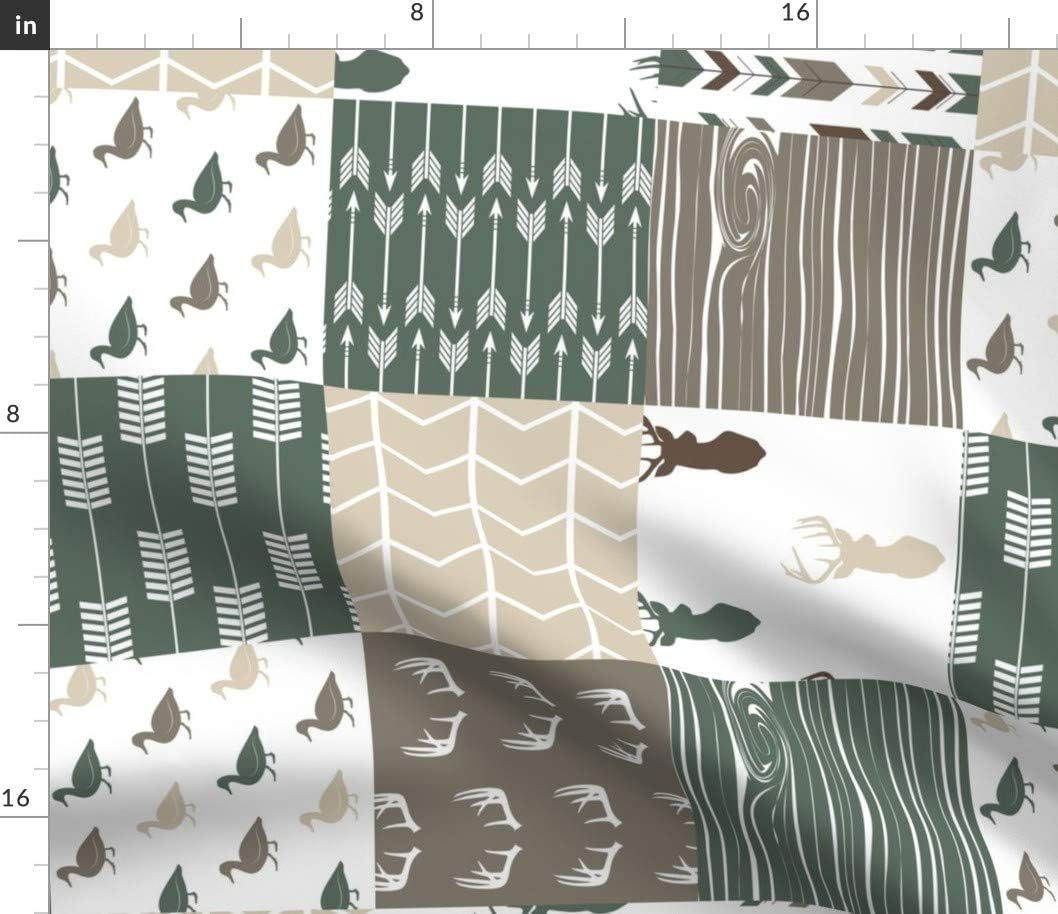 Spoonflower Fabric - Sage Brown Hunting Nursery Wholecloth Trendy Cheater Quilt Rotated Printed on Petal Signature Cotton Fabric by The Yard - Sewing Quilting Apparel Crafts Decor