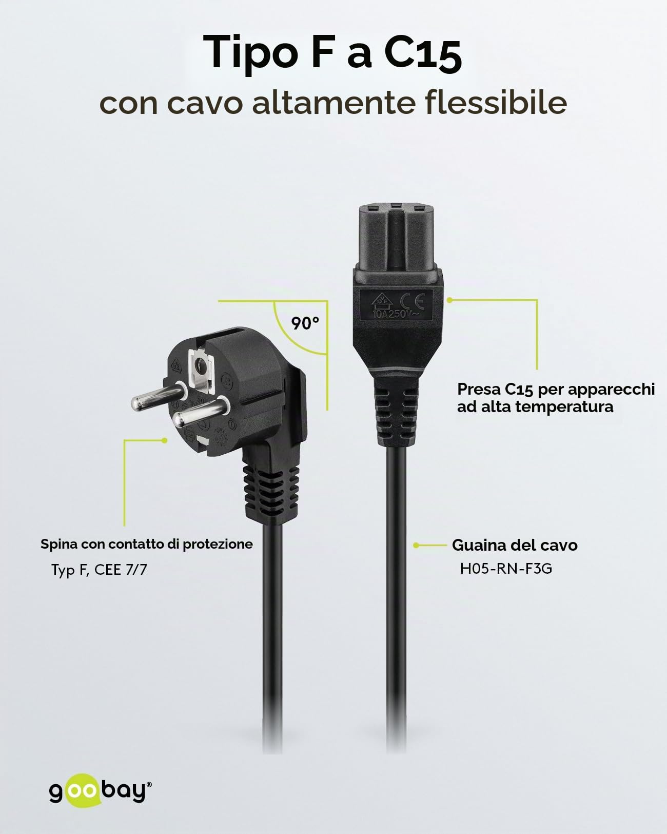 Cavo alimentazione spina svizzera / presa C5 1.8m ICOC 04-NC/CH Goobay Cavo alimentazione spina svizzera / presa C5 1.8m ICOC 04-NC/CH Goobay