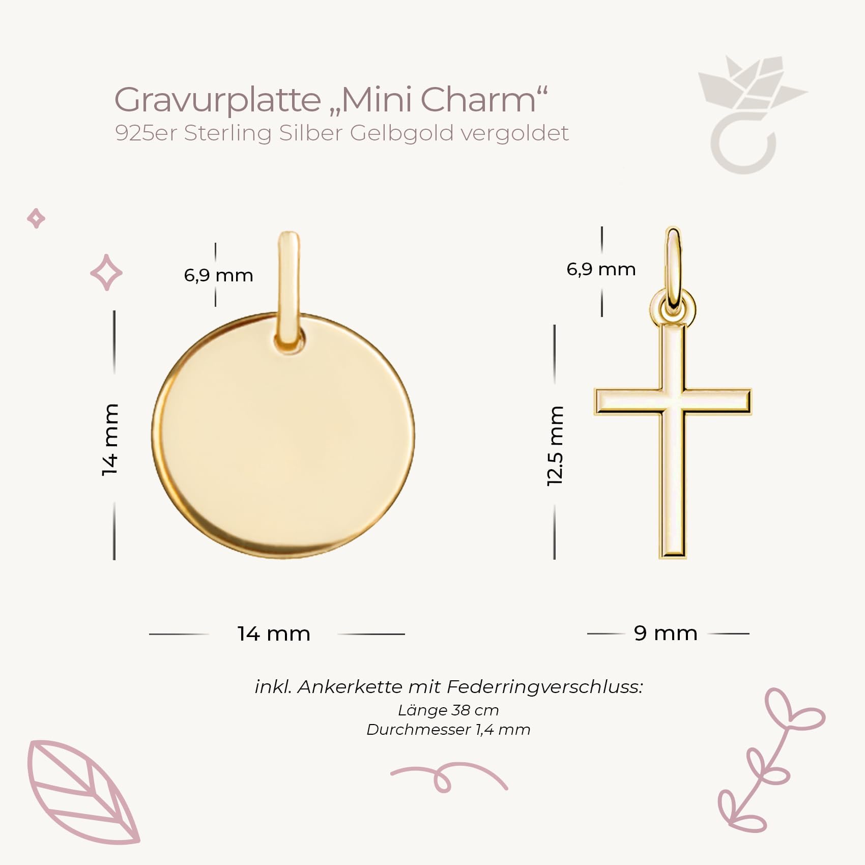 Amoonìc Taufkette mit Kreuz | Personalisierte Kette für Mädchen Jungen Baby Kinder mit Gravur Namen | Geschenk zur Taufe und Kommunion Taufgeschenk Patenkind | Kinderkette Namenskette.