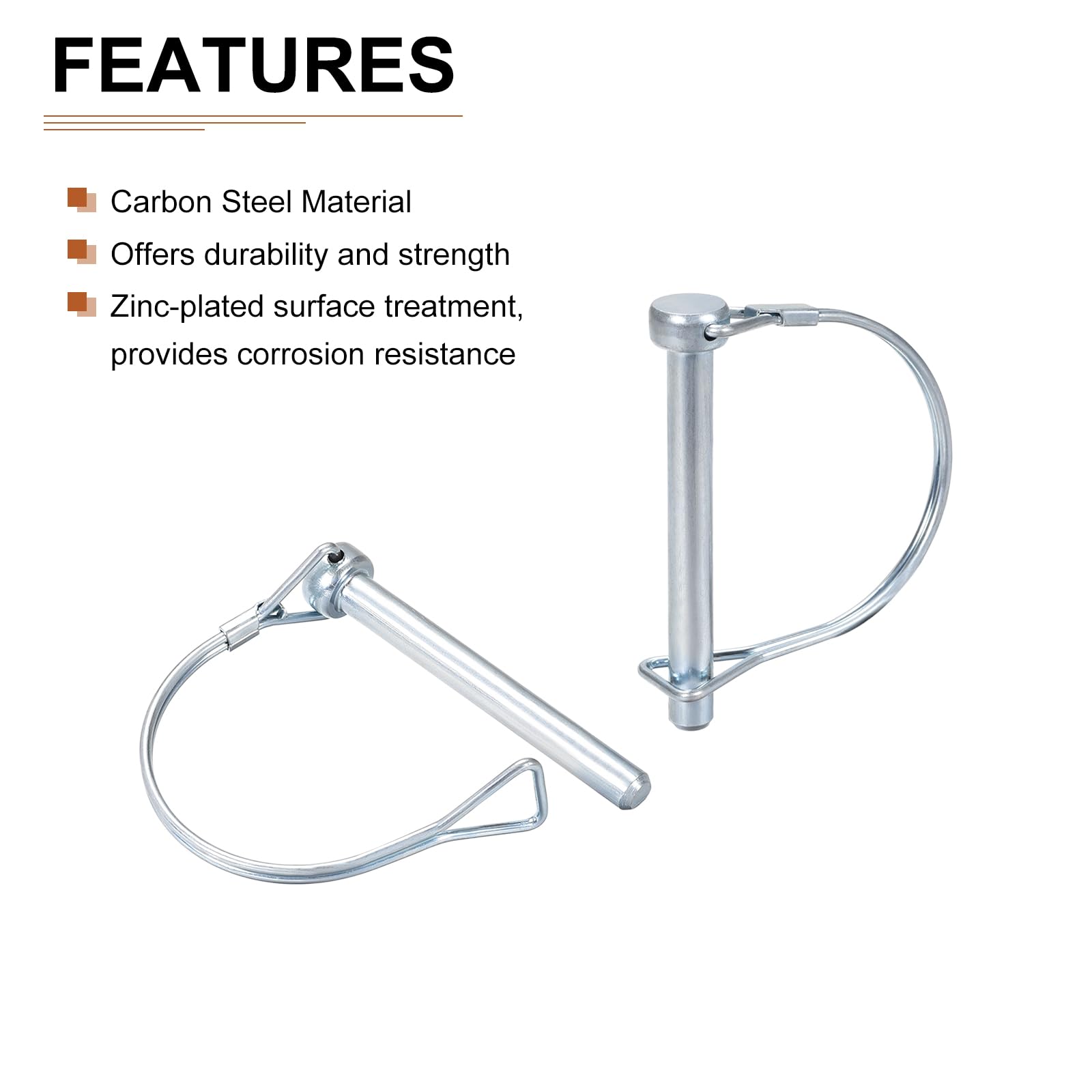 DTGN 8mm x 72mm (DxL) Shaft Locking Pin - 1Pack - Good for Farm Trailers Lawn - Carbon Steel Round Trailer Coupler Pin - Silver Tone - Image 3