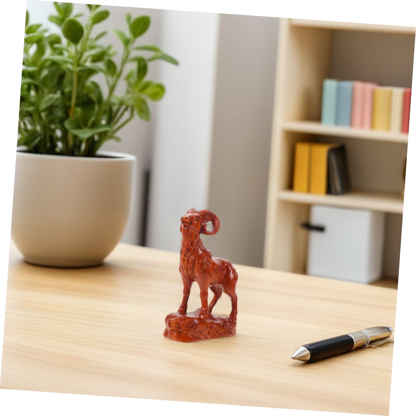 VICASKY 5 Piezas Figura de Cabra del Zodiaco Chino en Madera Tallada para