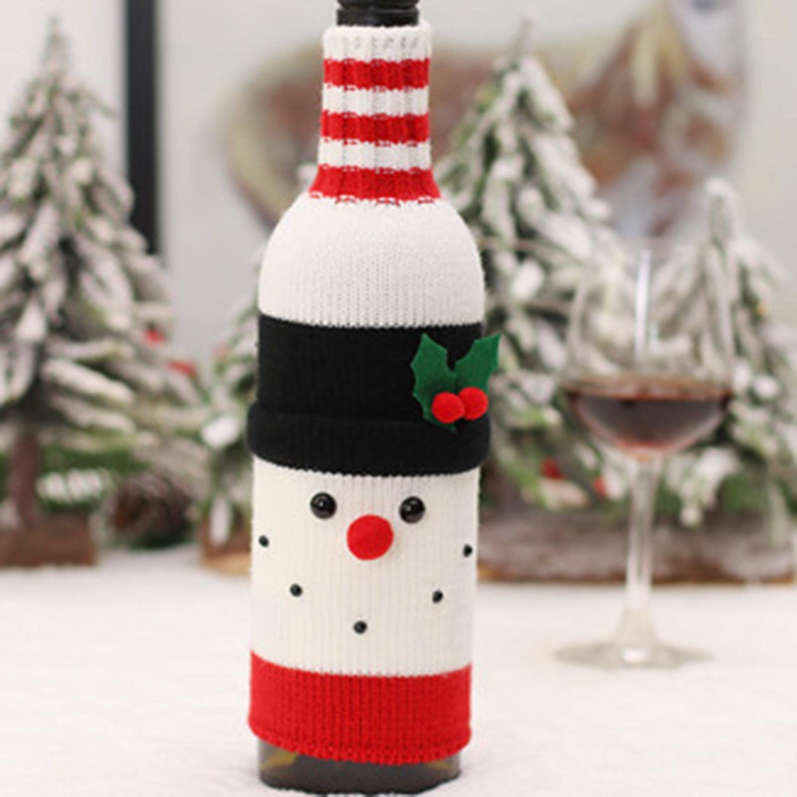6 Pezzi Coperchio Bottiglia Vino Natale,Sacchetti Bottiglia Babbo Natale,Maglione Bottiglia Vino,Utilizzato per Bottiglia di Vino, Tavolo da Pranzo, Albero di Natale, Decorazione Regalo