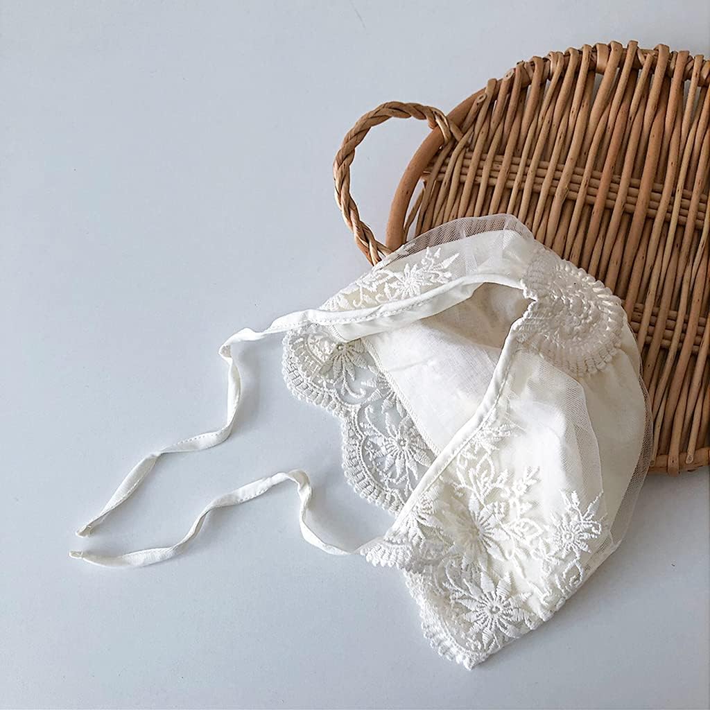 Lace Newborn Baby Hat Cute Cotton Kids Baby Girl Princess Infant Toddler Breathable Bonnet r for Sun Hat Gift Cotton, White - Image 5