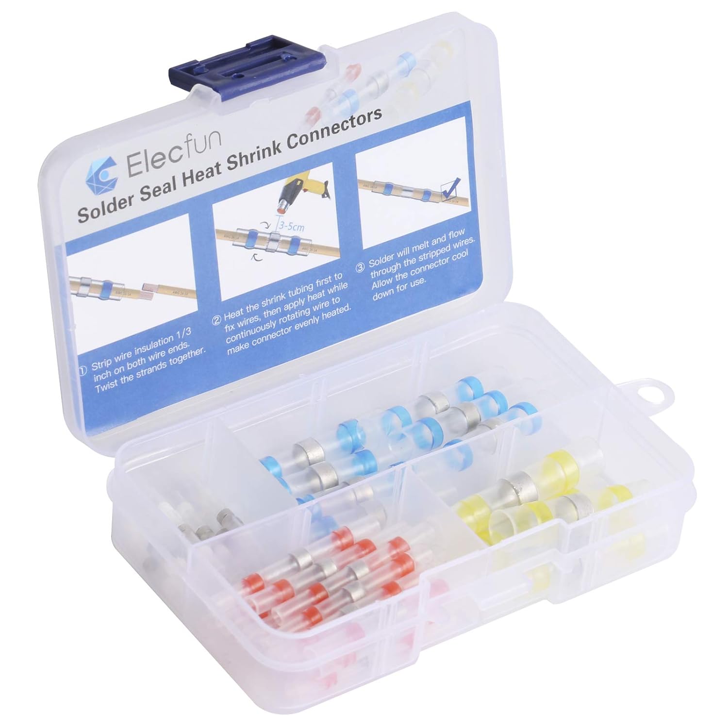 50pcs Solder Seal Wire Connectors, ELECFUN Heat Shrink Solder