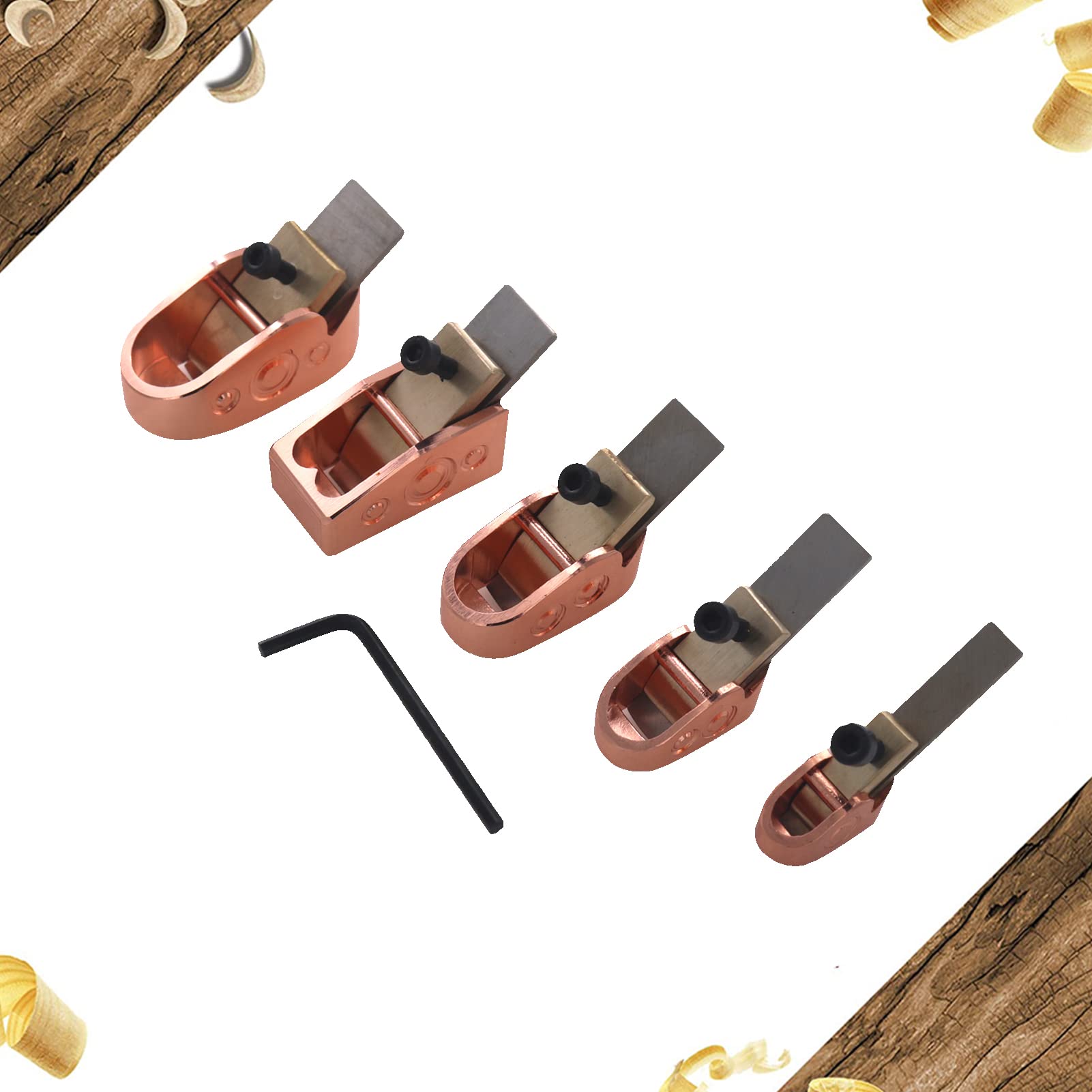Hanzete - Set di 5 pialle per la lavorazione del legno, pialle per violino, suola curva, in metallo, ottone, strumento per liutaio fai da te, violino, viola, violoncello, strumento in legno